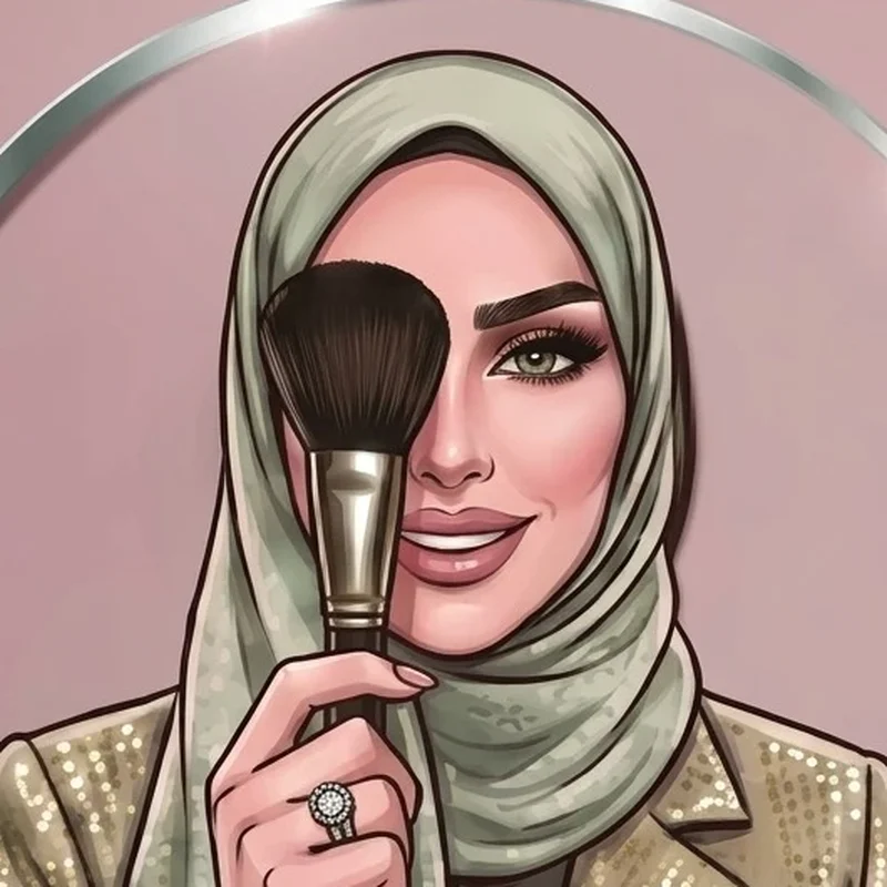 رسم بتول وهي تحمل فرشاة المكياج